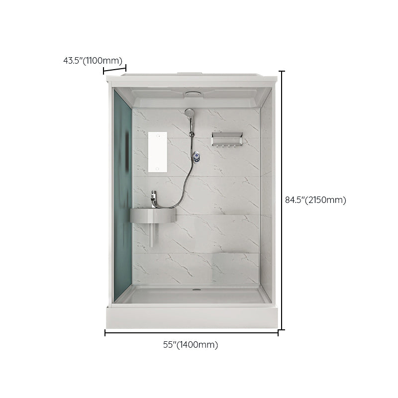 White Rectangle Shower Stall with Shower Base Tempered Glass Shower Stall Clearhalo 'Bathroom Remodel & Bathroom Fixtures' 'Home Improvement' 'home_improvement' 'home_improvement_shower_stalls_enclosures' 'Shower Stalls & Enclosures' 'shower_stalls_enclosures' 'Showers & Bathtubs' 6598028