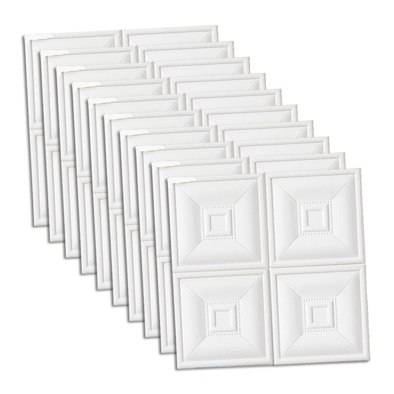 Glam Style Foam Waterproof Wall Paneling Living Room 3D Embossed Wall Paneling White Clearhalo 'Flooring 'Home Improvement' 'home_improvement' 'home_improvement_wall_paneling' 'Wall Paneling' 'wall_paneling' 'Walls & Ceilings' Walls and Ceiling' 6598217