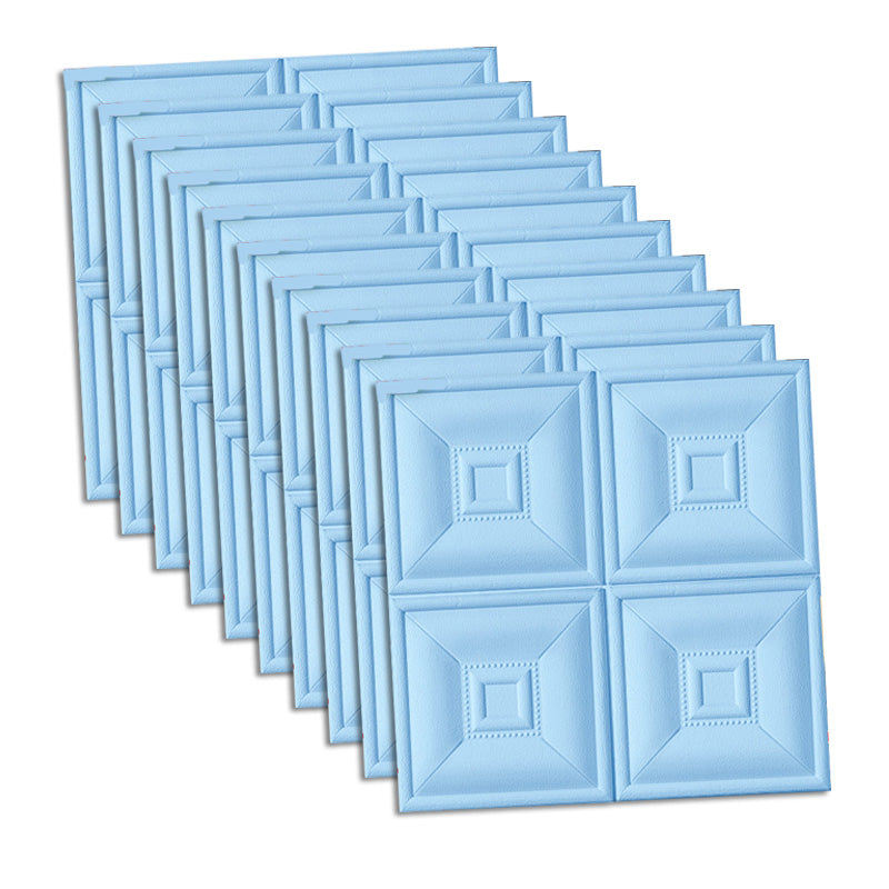Glam Style Foam Waterproof Wall Paneling Living Room 3D Embossed Wall Paneling Light Blue Clearhalo 'Flooring 'Home Improvement' 'home_improvement' 'home_improvement_wall_paneling' 'Wall Paneling' 'wall_paneling' 'Walls & Ceilings' Walls and Ceiling' 6598221