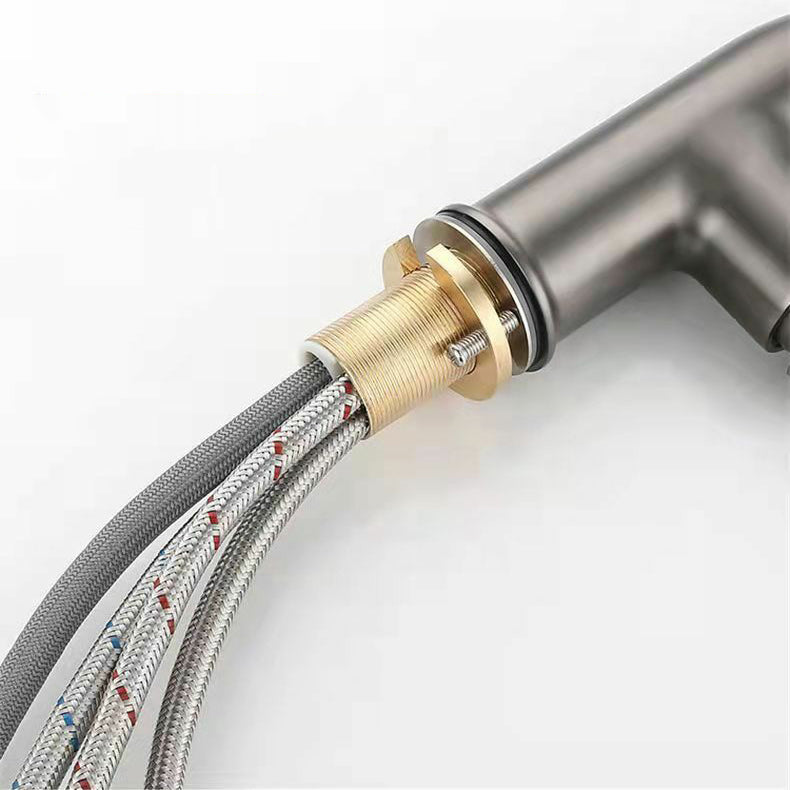 Modern 1-Handle Faucet Pull out Sprayer Standard Kitchen Faucet Clearhalo 'Home Improvement' 'home_improvement' 'home_improvement_kitchen_faucets' 'Kitchen Faucets' 'Kitchen Remodel & Kitchen Fixtures' 'Kitchen Sinks & Faucet Components' 'kitchen_faucets' 6598286