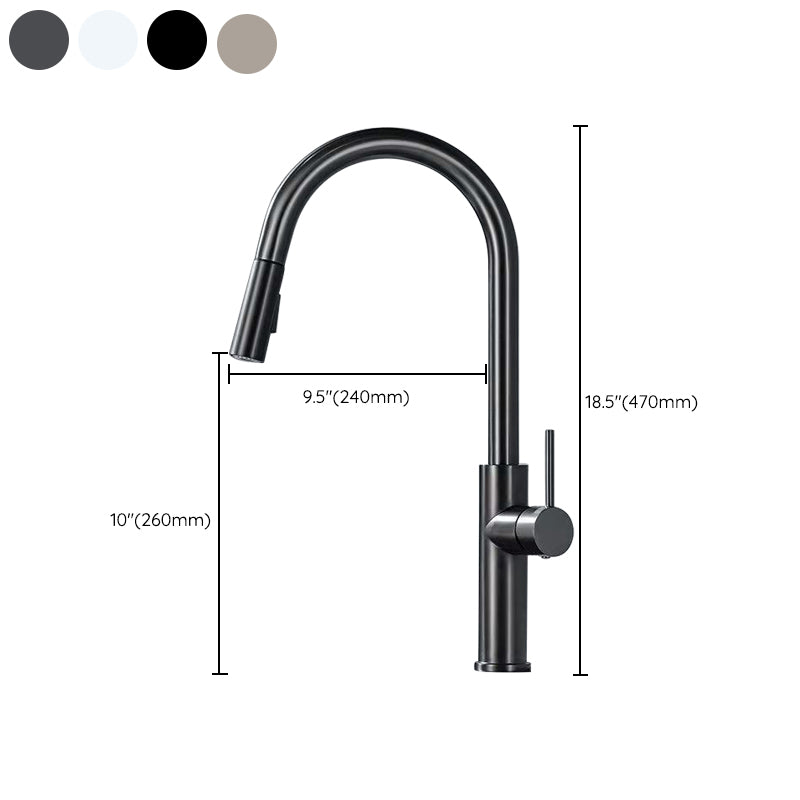 Modern 1-Handle Faucet Pull out Sprayer Standard Kitchen Faucet Clearhalo 'Home Improvement' 'home_improvement' 'home_improvement_kitchen_faucets' 'Kitchen Faucets' 'Kitchen Remodel & Kitchen Fixtures' 'Kitchen Sinks & Faucet Components' 'kitchen_faucets' 6598290