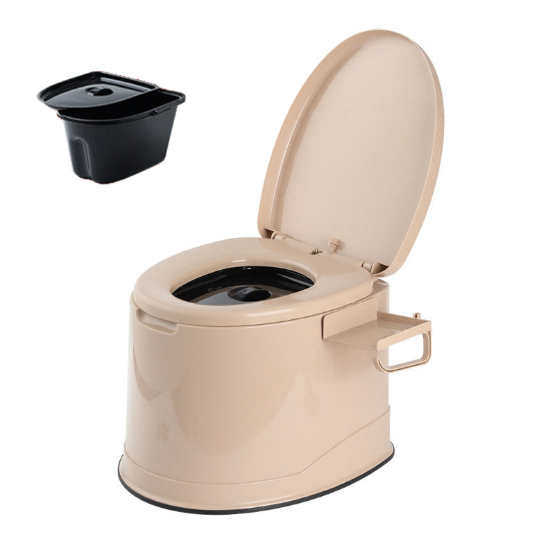 Contemporary Plastic Toilet Floor Mounted Toilet Bowl with Slow Close Seat for Washroom Khaki Solid Barrel Clearhalo 'Bathroom Remodel & Bathroom Fixtures' 'Home Improvement' 'home_improvement' 'home_improvement_toilets' 'Toilets & Bidets' 'Toilets' 6611563