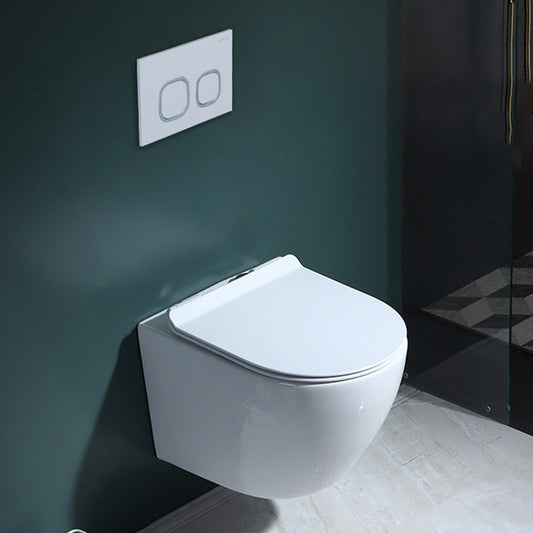 Modern Concealed Tank Toilet Skirted Ceramic Wall Hung Flush Toilet with Seat Clearhalo 'Bathroom Remodel & Bathroom Fixtures' 'Home Improvement' 'home_improvement' 'home_improvement_toilets' 'Toilets & Bidets' 'Toilets' 6611580