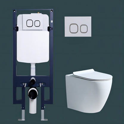 Modern Concealed Tank Toilet Skirted Ceramic Wall Hung Flush Toilet with Seat 14"L x 19"W x 14"H Toilet with High Tanker Clearhalo 'Bathroom Remodel & Bathroom Fixtures' 'Home Improvement' 'home_improvement' 'home_improvement_toilets' 'Toilets & Bidets' 'Toilets' 6611594