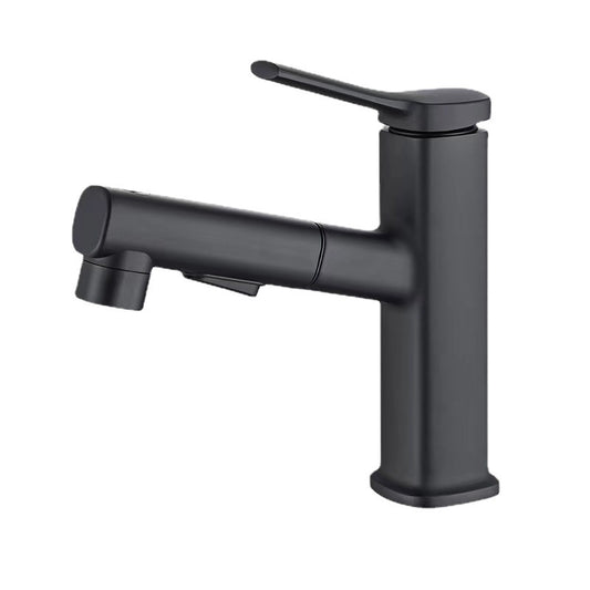 Contemporary Vessel Faucet Pull-out Centerset Faucet with Swivel Spout Clearhalo 'Bathroom Remodel & Bathroom Fixtures' 'Bathroom Sink Faucets' 'Bathroom Sinks & Faucet Components' 'bathroom_sink_faucets' 'Home Improvement' 'home_improvement' 'home_improvement_bathroom_sink_faucets' 6615442