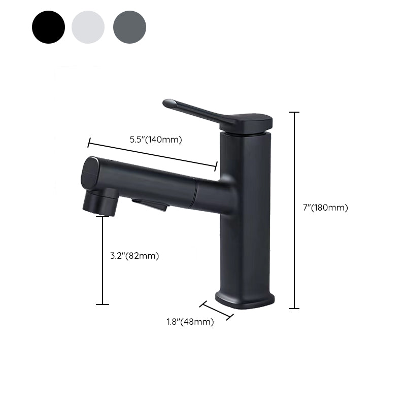 Contemporary Vessel Faucet Pull-out Centerset Faucet with Swivel Spout Clearhalo 'Bathroom Remodel & Bathroom Fixtures' 'Bathroom Sink Faucets' 'Bathroom Sinks & Faucet Components' 'bathroom_sink_faucets' 'Home Improvement' 'home_improvement' 'home_improvement_bathroom_sink_faucets' 6615445