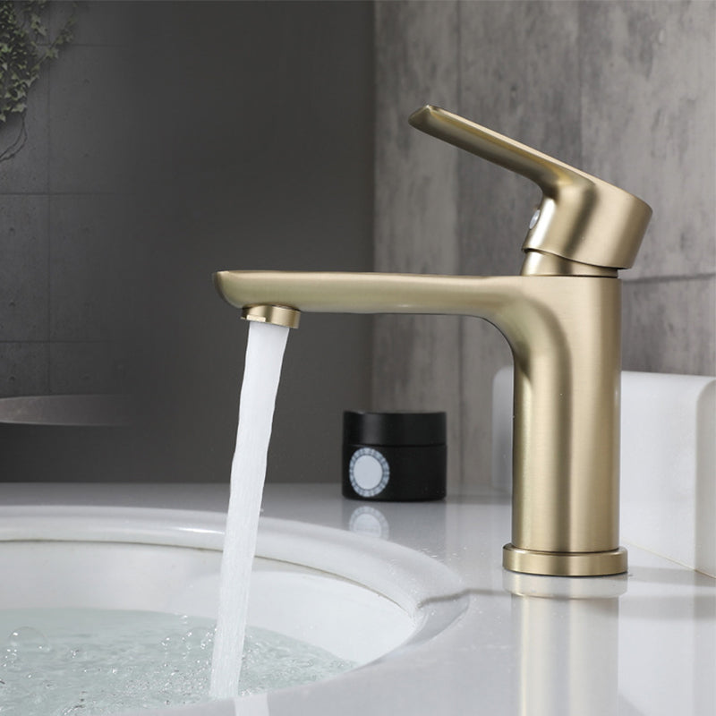 Modern Brass Basin Faucet Single Hole Bathroom Faucet Lever Handle Sink Faucet Clearhalo 'Bathroom Remodel & Bathroom Fixtures' 'Bathroom Sink Faucets' 'Bathroom Sinks & Faucet Components' 'bathroom_sink_faucets' 'Home Improvement' 'home_improvement' 'home_improvement_bathroom_sink_faucets' 6615446