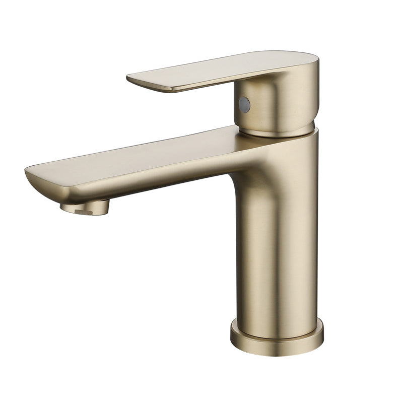 Modern Brass Basin Faucet Single Hole Bathroom Faucet Lever Handle Sink Faucet Clearhalo 'Bathroom Remodel & Bathroom Fixtures' 'Bathroom Sink Faucets' 'Bathroom Sinks & Faucet Components' 'bathroom_sink_faucets' 'Home Improvement' 'home_improvement' 'home_improvement_bathroom_sink_faucets' 6615451