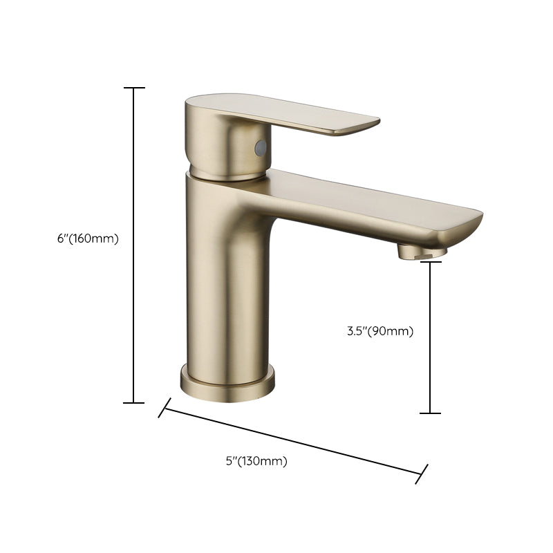Modern Brass Basin Faucet Single Hole Bathroom Faucet Lever Handle Sink Faucet Clearhalo 'Bathroom Remodel & Bathroom Fixtures' 'Bathroom Sink Faucets' 'Bathroom Sinks & Faucet Components' 'bathroom_sink_faucets' 'Home Improvement' 'home_improvement' 'home_improvement_bathroom_sink_faucets' 6615459