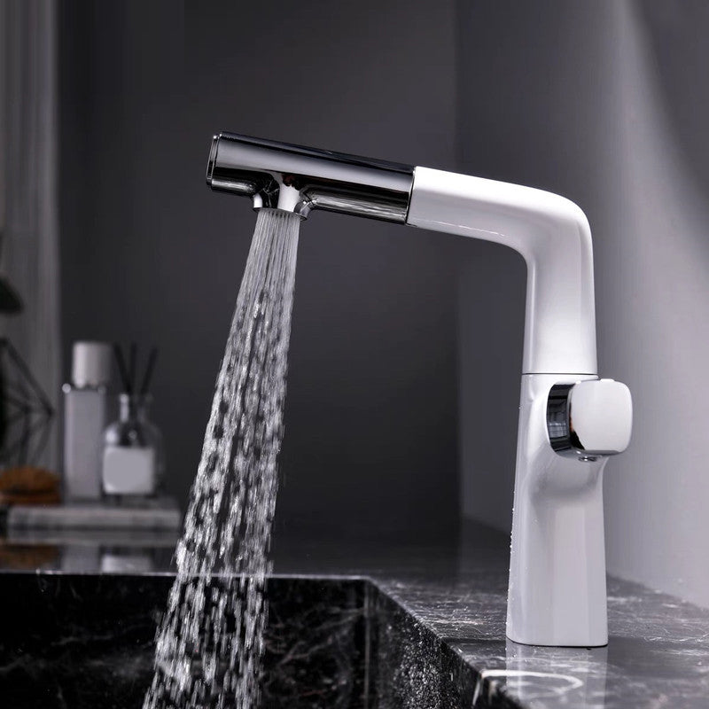 Contemporary Vessel Faucet Pull-out Faucet with One Knob Handle Clearhalo 'Bathroom Remodel & Bathroom Fixtures' 'Bathroom Sink Faucets' 'Bathroom Sinks & Faucet Components' 'bathroom_sink_faucets' 'Home Improvement' 'home_improvement' 'home_improvement_bathroom_sink_faucets' 6615463