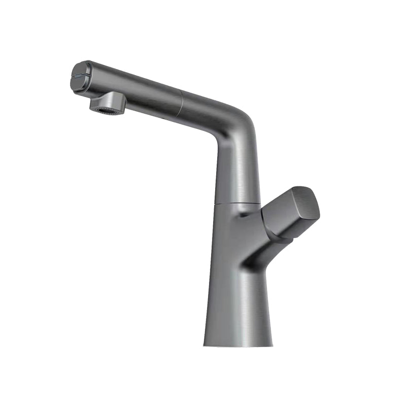 Contemporary Vessel Faucet Pull-out Faucet with One Knob Handle Smoke Gray Clearhalo 'Bathroom Remodel & Bathroom Fixtures' 'Bathroom Sink Faucets' 'Bathroom Sinks & Faucet Components' 'bathroom_sink_faucets' 'Home Improvement' 'home_improvement' 'home_improvement_bathroom_sink_faucets' 6615464