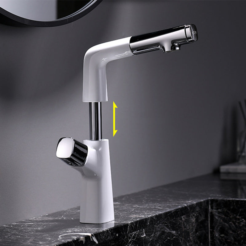 Contemporary Vessel Faucet Pull-out Faucet with One Knob Handle Clearhalo 'Bathroom Remodel & Bathroom Fixtures' 'Bathroom Sink Faucets' 'Bathroom Sinks & Faucet Components' 'bathroom_sink_faucets' 'Home Improvement' 'home_improvement' 'home_improvement_bathroom_sink_faucets' 6615465