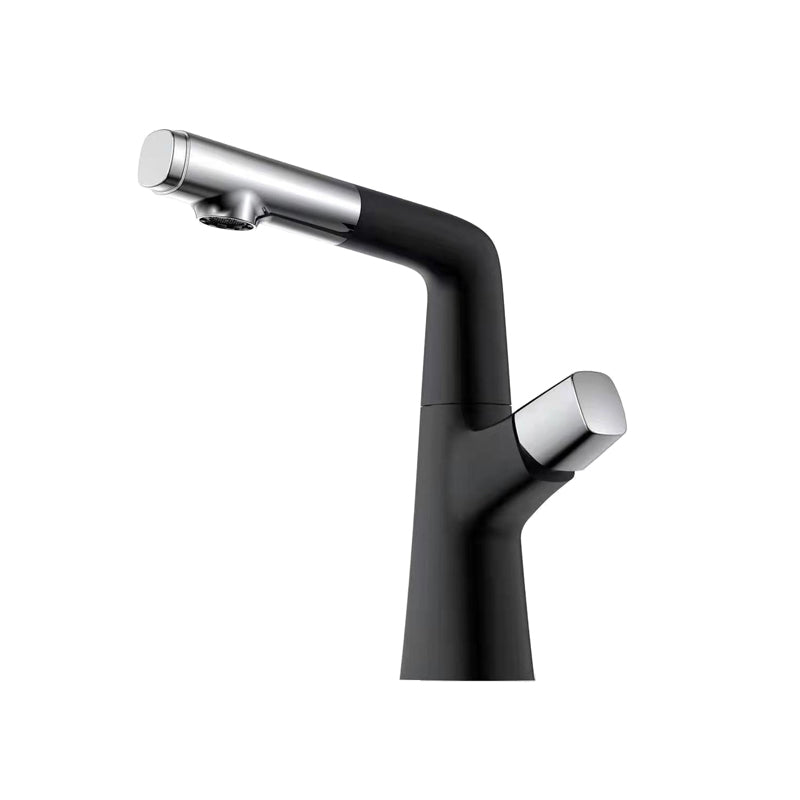 Contemporary Vessel Faucet Pull-out Faucet with One Knob Handle Silver Black Clearhalo 'Bathroom Remodel & Bathroom Fixtures' 'Bathroom Sink Faucets' 'Bathroom Sinks & Faucet Components' 'bathroom_sink_faucets' 'Home Improvement' 'home_improvement' 'home_improvement_bathroom_sink_faucets' 6615467