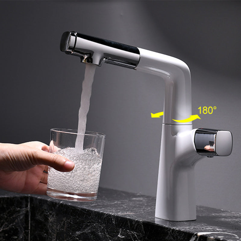 Contemporary Vessel Faucet Pull-out Faucet with One Knob Handle Clearhalo 'Bathroom Remodel & Bathroom Fixtures' 'Bathroom Sink Faucets' 'Bathroom Sinks & Faucet Components' 'bathroom_sink_faucets' 'Home Improvement' 'home_improvement' 'home_improvement_bathroom_sink_faucets' 6615472