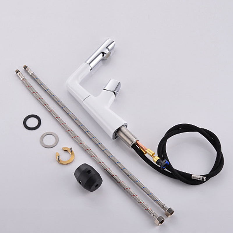 Contemporary Vessel Faucet Pull-out Faucet with One Knob Handle Clearhalo 'Bathroom Remodel & Bathroom Fixtures' 'Bathroom Sink Faucets' 'Bathroom Sinks & Faucet Components' 'bathroom_sink_faucets' 'Home Improvement' 'home_improvement' 'home_improvement_bathroom_sink_faucets' 6615476