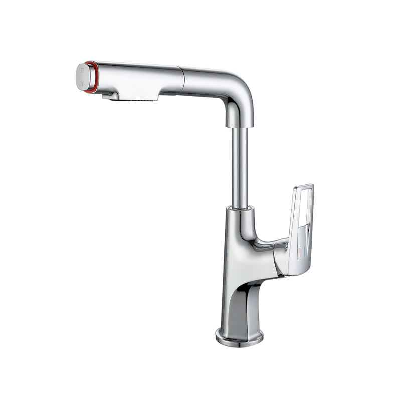 Glam Centerset Faucet One Lever Handle Faucet with Swivel Spout Silver Clearhalo 'Bathroom Remodel & Bathroom Fixtures' 'Bathroom Sink Faucets' 'Bathroom Sinks & Faucet Components' 'bathroom_sink_faucets' 'Home Improvement' 'home_improvement' 'home_improvement_bathroom_sink_faucets' 6615482