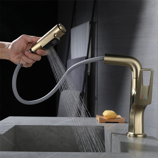 Glam Centerset Faucet One Lever Handle Faucet with Swivel Spout Clearhalo 'Bathroom Remodel & Bathroom Fixtures' 'Bathroom Sink Faucets' 'Bathroom Sinks & Faucet Components' 'bathroom_sink_faucets' 'Home Improvement' 'home_improvement' 'home_improvement_bathroom_sink_faucets' 6615483