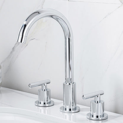 High-Arc Sink Faucet 3 Hole Lever Handle Bathroom Faucet with Water Hose Argent Magnifique Clearhalo 'Accueil' 'Amélioration Domiciliaire' 'bathroom_sink_faucets' 'Ensembles de Lavabo & de Robinet de Toilette' 'home_improvement' 'home_improvement_bathroom_sink_faucets' 'Robinet de Lavabo de Salle de Bain' 'Rénovation et Équipement de Salle de Bain' 6615492
