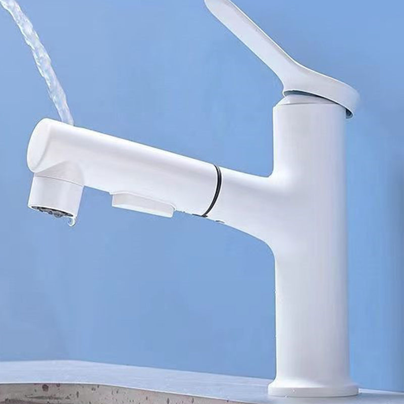 Vessel Sink Faucet Contemporary Pull-out Faucet with Swivel Spout White Clearhalo 'Bathroom Remodel & Bathroom Fixtures' 'Bathroom Sink Faucets' 'Bathroom Sinks & Faucet Components' 'bathroom_sink_faucets' 'Home Improvement' 'home_improvement' 'home_improvement_bathroom_sink_faucets' 6615513