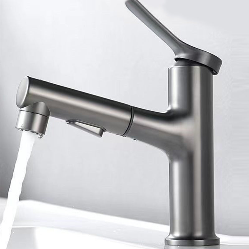 Vessel Sink Faucet Contemporary Pull-out Faucet with Swivel Spout Smoke Gray Clearhalo 'Bathroom Remodel & Bathroom Fixtures' 'Bathroom Sink Faucets' 'Bathroom Sinks & Faucet Components' 'bathroom_sink_faucets' 'Home Improvement' 'home_improvement' 'home_improvement_bathroom_sink_faucets' 6615515