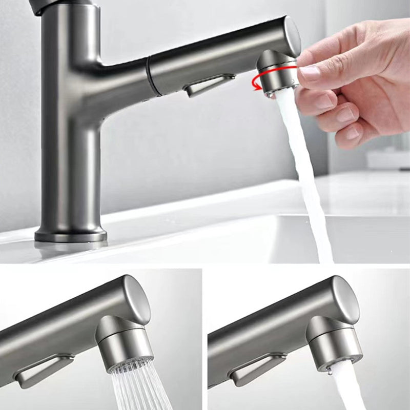 Vessel Sink Faucet Contemporary Pull-out Faucet with Swivel Spout Clearhalo 'Bathroom Remodel & Bathroom Fixtures' 'Bathroom Sink Faucets' 'Bathroom Sinks & Faucet Components' 'bathroom_sink_faucets' 'Home Improvement' 'home_improvement' 'home_improvement_bathroom_sink_faucets' 6615518