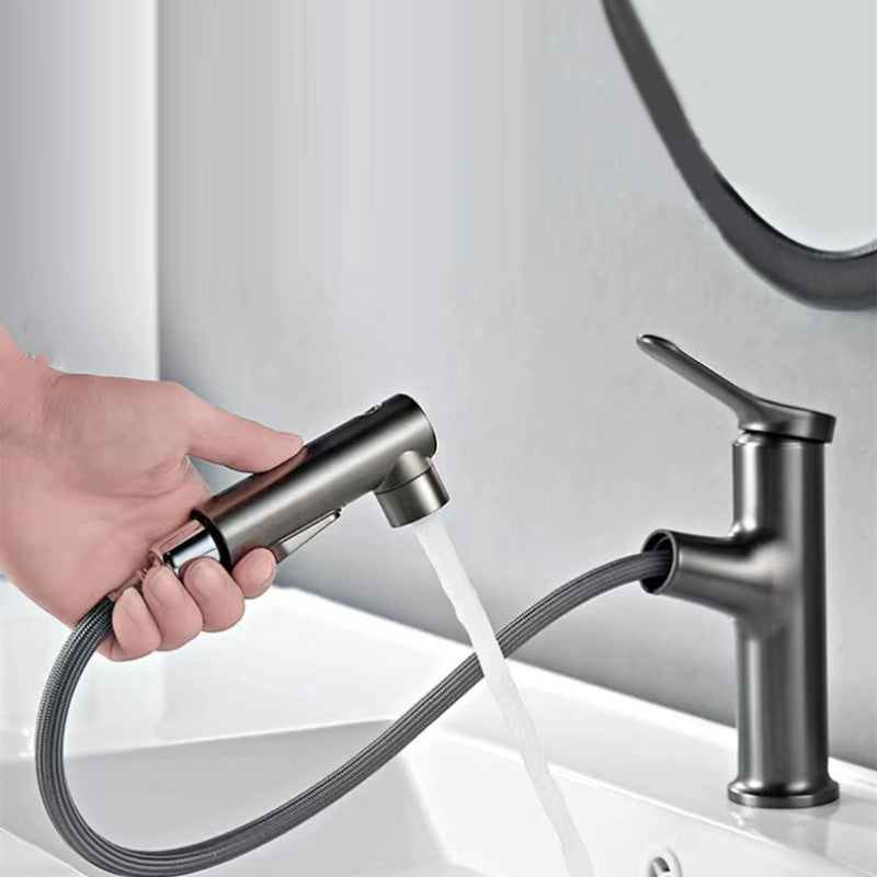 Vessel Sink Faucet Contemporary Pull-out Faucet with Swivel Spout Clearhalo 'Bathroom Remodel & Bathroom Fixtures' 'Bathroom Sink Faucets' 'Bathroom Sinks & Faucet Components' 'bathroom_sink_faucets' 'Home Improvement' 'home_improvement' 'home_improvement_bathroom_sink_faucets' 6615519