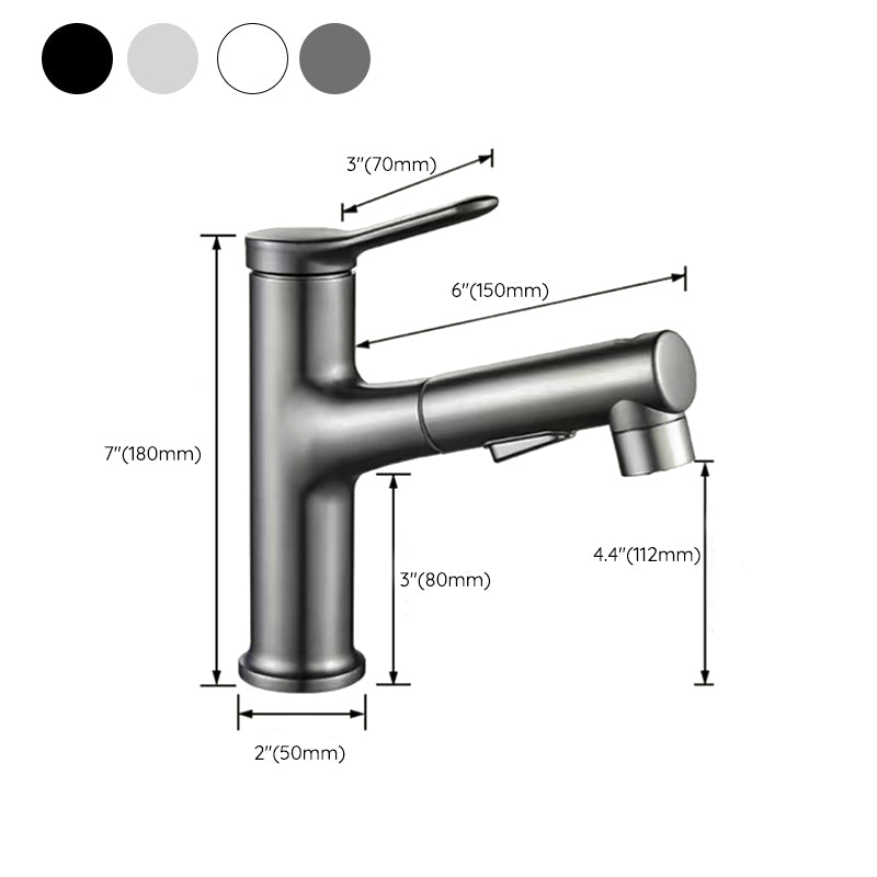 Vessel Sink Faucet Contemporary Pull-out Faucet with Swivel Spout Clearhalo 'Bathroom Remodel & Bathroom Fixtures' 'Bathroom Sink Faucets' 'Bathroom Sinks & Faucet Components' 'bathroom_sink_faucets' 'Home Improvement' 'home_improvement' 'home_improvement_bathroom_sink_faucets' 6615526