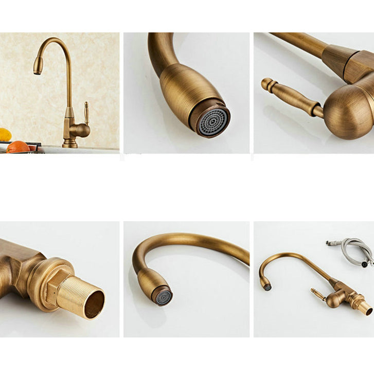 Traditional Standard Bar Faucet 1-Handle with Supply Lines Kitchen Faucet Clearhalo 'Home Improvement' 'home_improvement' 'home_improvement_kitchen_faucets' 'Kitchen Faucets' 'Kitchen Remodel & Kitchen Fixtures' 'Kitchen Sinks & Faucet Components' 'kitchen_faucets' 6615541