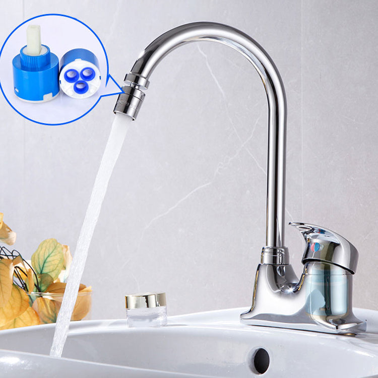 Contemporary Single Level Kitchen Faucet Lead Free Faucet in Chrome Clearhalo 'Home Improvement' 'home_improvement' 'home_improvement_kitchen_faucets' 'Kitchen Faucets' 'Kitchen Remodel & Kitchen Fixtures' 'Kitchen Sinks & Faucet Components' 'kitchen_faucets' 6615594