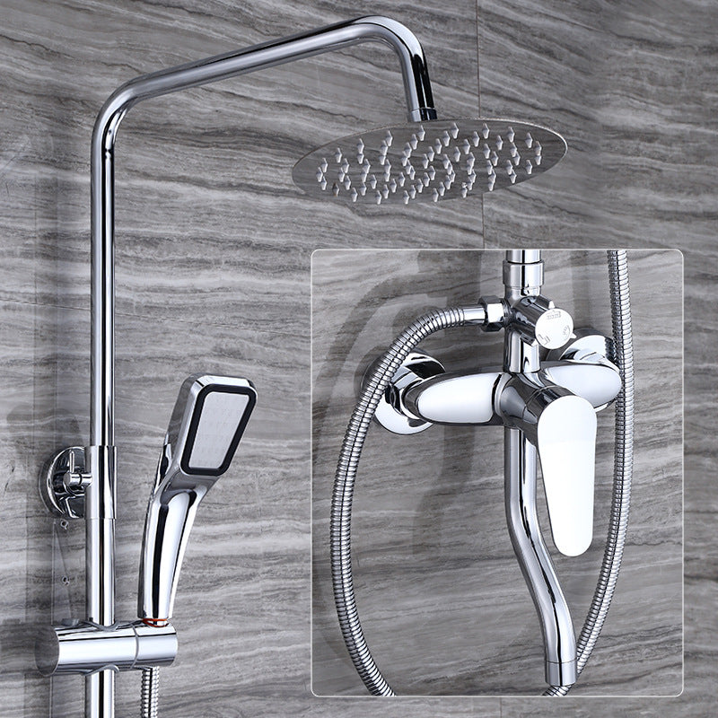 Modern Shower System Massage Jet Round Lever Handle Shower Trim Round 3 Clearhalo 'Bathroom Remodel & Bathroom Fixtures' 'Home Improvement' 'home_improvement' 'home_improvement_shower_faucets' 'Shower Faucets & Systems' 'shower_faucets' 'Showers & Bathtubs Plumbing' 'Showers & Bathtubs' 6615603
