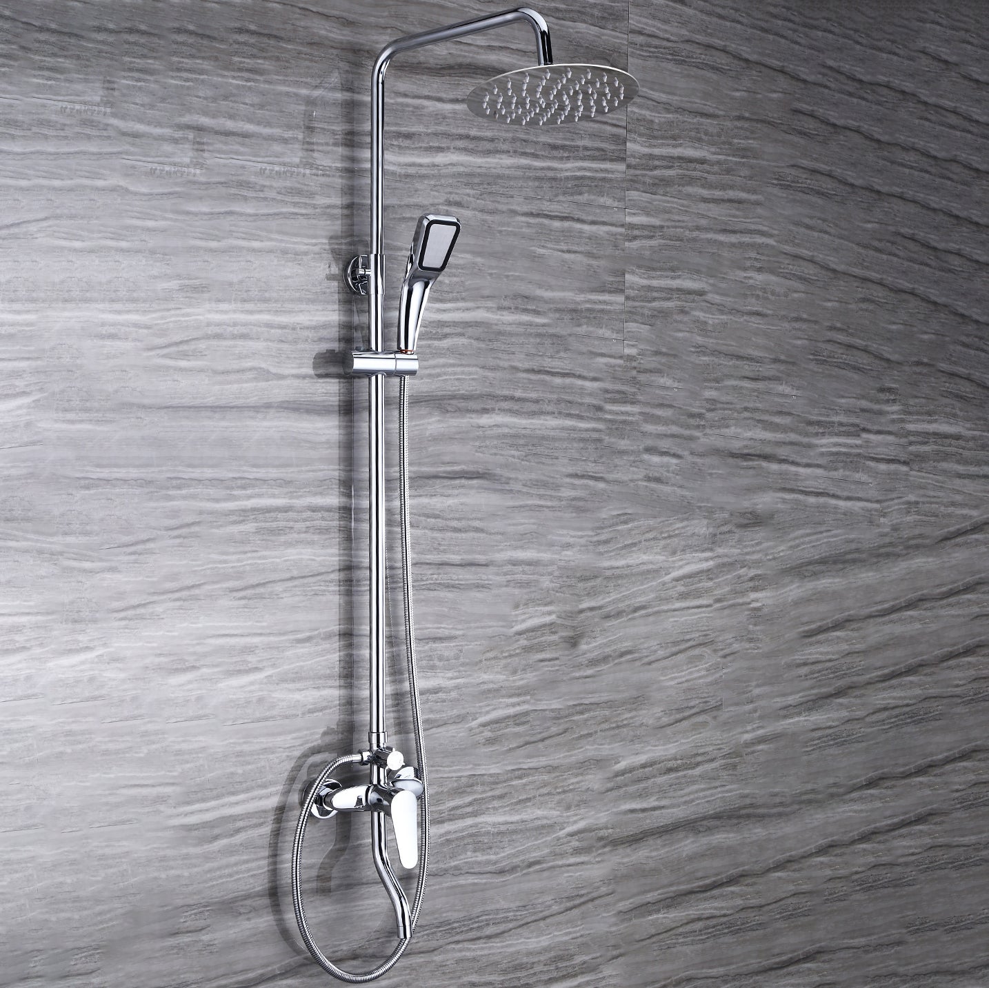 Modern Shower System Massage Jet Round Lever Handle Shower Trim Clearhalo 'Bathroom Remodel & Bathroom Fixtures' 'Home Improvement' 'home_improvement' 'home_improvement_shower_faucets' 'Shower Faucets & Systems' 'shower_faucets' 'Showers & Bathtubs Plumbing' 'Showers & Bathtubs' 6615605