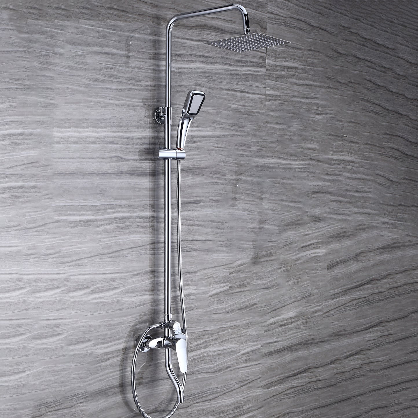 Modern Shower System Massage Jet Round Lever Handle Shower Trim Clearhalo 'Bathroom Remodel & Bathroom Fixtures' 'Home Improvement' 'home_improvement' 'home_improvement_shower_faucets' 'Shower Faucets & Systems' 'shower_faucets' 'Showers & Bathtubs Plumbing' 'Showers & Bathtubs' 6615607