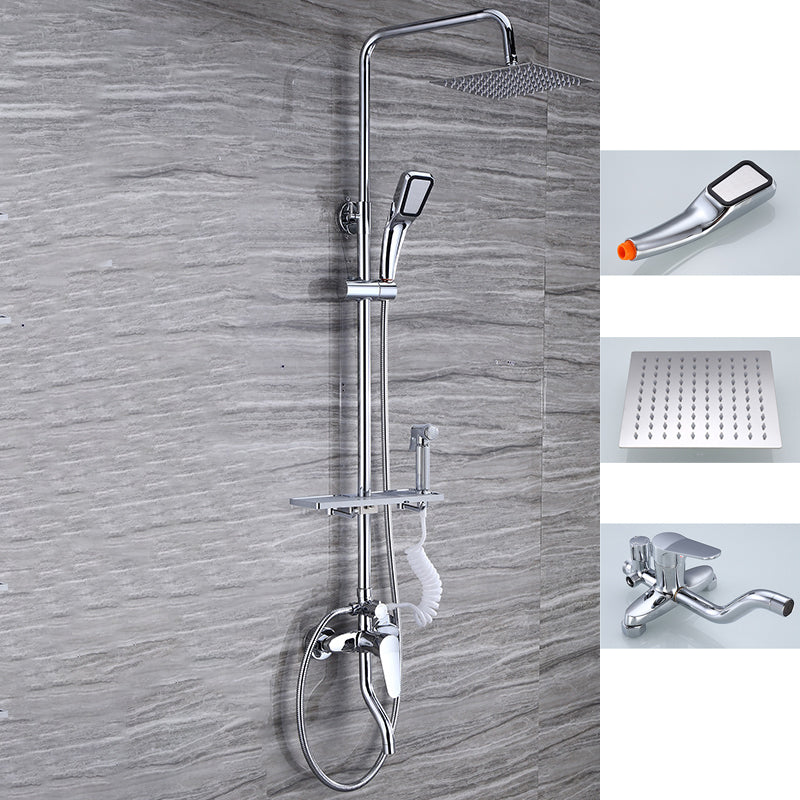 Modern Shower System Massage Jet Round Lever Handle Shower Trim Square 4 Clearhalo 'Bathroom Remodel & Bathroom Fixtures' 'Home Improvement' 'home_improvement' 'home_improvement_shower_faucets' 'Shower Faucets & Systems' 'shower_faucets' 'Showers & Bathtubs Plumbing' 'Showers & Bathtubs' 6615608
