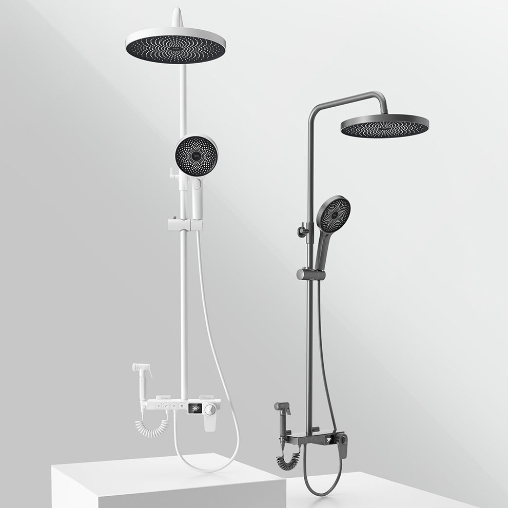 Shower System Round Adjustable Spray Pattern Massage Jet Handheld Shower Head Shower Trim Clearhalo 'Bathroom Remodel & Bathroom Fixtures' 'Home Improvement' 'home_improvement' 'home_improvement_shower_faucets' 'Shower Faucets & Systems' 'shower_faucets' 'Showers & Bathtubs Plumbing' 'Showers & Bathtubs' 6615664