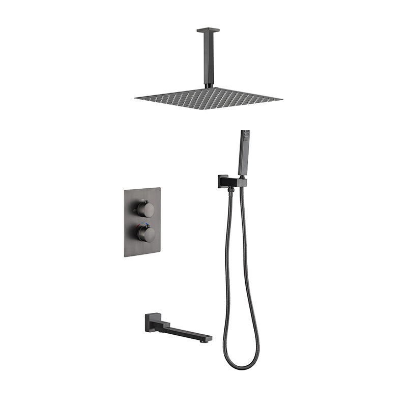 Modern Shower System Brass Adjustable Shower Head Temperature Control Shower Faucet Ceiling Top Spray 3 Thermostatic Clearhalo 'Bathroom Remodel & Bathroom Fixtures' 'Home Improvement' 'home_improvement' 'home_improvement_shower_faucets' 'Shower Faucets & Systems' 'shower_faucets' 'Showers & Bathtubs Plumbing' 'Showers & Bathtubs' 6615674