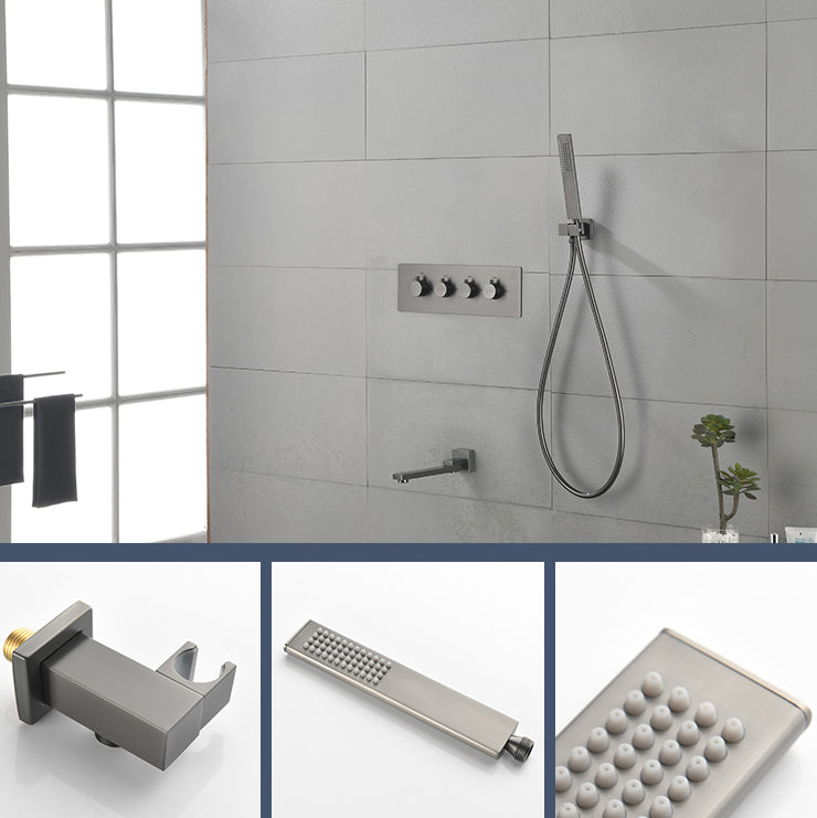 Modern Shower Combo Brass Slide Bar Included Ceiling Mounted Shower System Clearhalo 'Bathroom Remodel & Bathroom Fixtures' 'Home Improvement' 'home_improvement' 'home_improvement_shower_faucets' 'Shower Faucets & Systems' 'shower_faucets' 'Showers & Bathtubs Plumbing' 'Showers & Bathtubs' 6615729