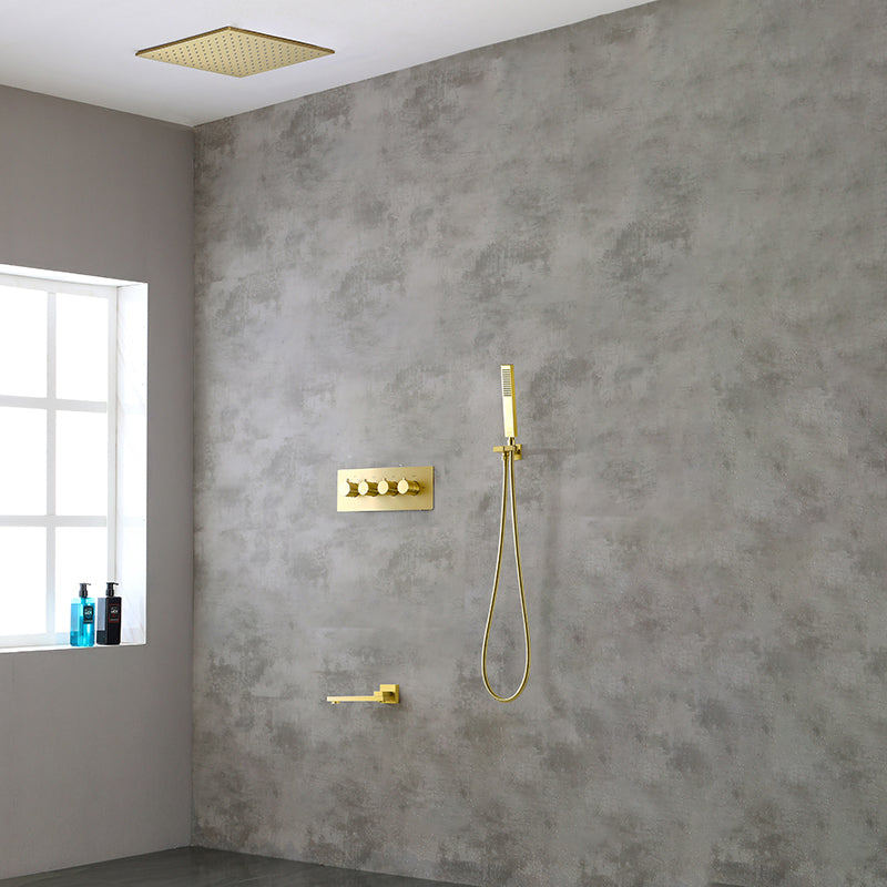 Modern Shower Combo Brass Slide Bar Included Ceiling Mounted Shower System Gold 3 Clearhalo 'Bathroom Remodel & Bathroom Fixtures' 'Home Improvement' 'home_improvement' 'home_improvement_shower_faucets' 'Shower Faucets & Systems' 'shower_faucets' 'Showers & Bathtubs Plumbing' 'Showers & Bathtubs' 6615732