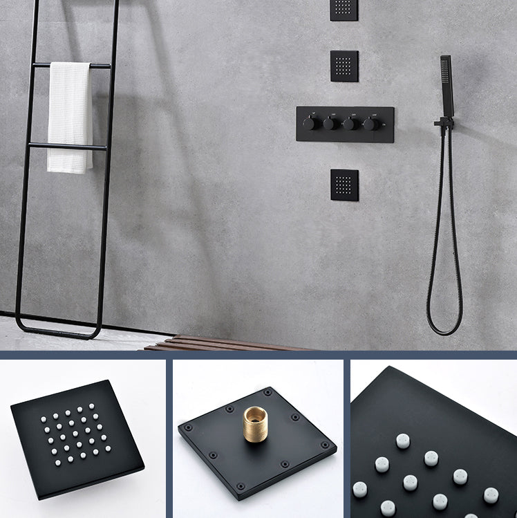 Modern Shower Combo Brass Slide Bar Included Ceiling Mounted Shower System Clearhalo 'Bathroom Remodel & Bathroom Fixtures' 'Home Improvement' 'home_improvement' 'home_improvement_shower_faucets' 'Shower Faucets & Systems' 'shower_faucets' 'Showers & Bathtubs Plumbing' 'Showers & Bathtubs' 6615733