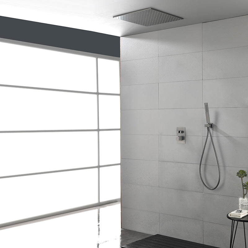 Modern Shower Combo Brass Slide Bar Included Ceiling Mounted Shower System Gun Grey 2 Clearhalo 'Bathroom Remodel & Bathroom Fixtures' 'Home Improvement' 'home_improvement' 'home_improvement_shower_faucets' 'Shower Faucets & Systems' 'shower_faucets' 'Showers & Bathtubs Plumbing' 'Showers & Bathtubs' 6615739