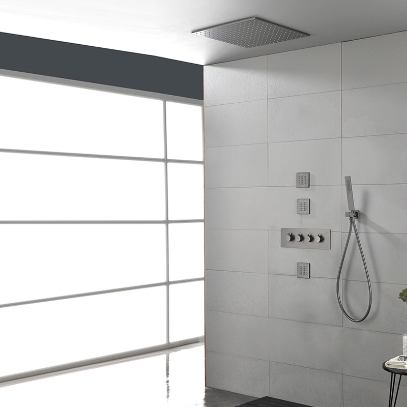 Modern Shower Combo Brass Slide Bar Included Ceiling Mounted Shower System Gun Grey 5 Clearhalo 'Bathroom Remodel & Bathroom Fixtures' 'Home Improvement' 'home_improvement' 'home_improvement_shower_faucets' 'Shower Faucets & Systems' 'shower_faucets' 'Showers & Bathtubs Plumbing' 'Showers & Bathtubs' 6615741