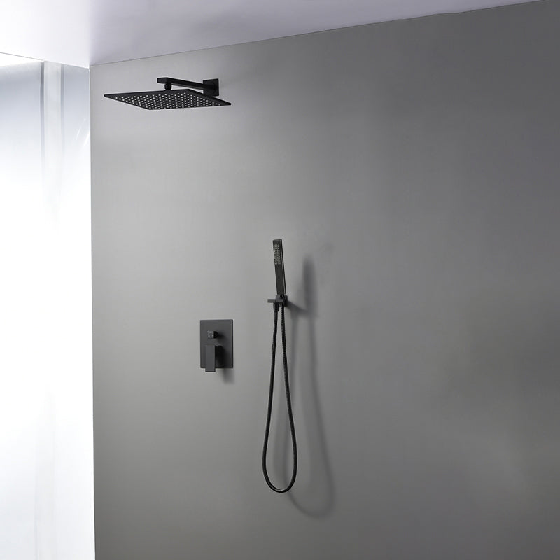 Modern Shower Faucet Brass Square Adjustable Shower Head Wall Mounted Shower Set Black 12" 2 Clearhalo 'Bathroom Remodel & Bathroom Fixtures' 'Home Improvement' 'home_improvement' 'home_improvement_shower_faucets' 'Shower Faucets & Systems' 'shower_faucets' 'Showers & Bathtubs Plumbing' 'Showers & Bathtubs' 6615747