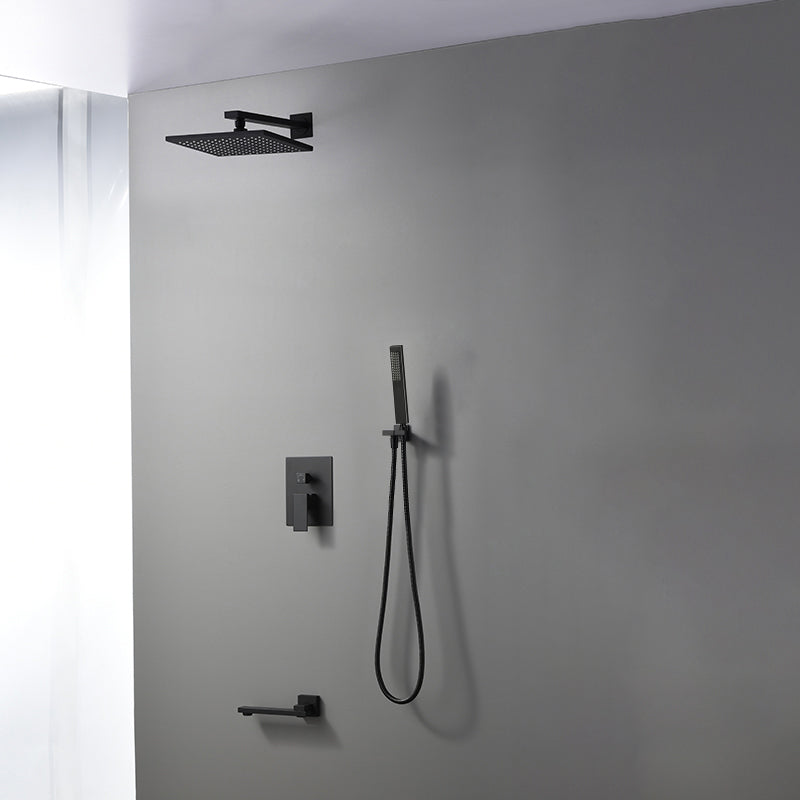 Modern Shower Faucet Brass Square Adjustable Shower Head Wall Mounted Shower Set Black 10" 3 Clearhalo 'Bathroom Remodel & Bathroom Fixtures' 'Home Improvement' 'home_improvement' 'home_improvement_shower_faucets' 'Shower Faucets & Systems' 'shower_faucets' 'Showers & Bathtubs Plumbing' 'Showers & Bathtubs' 6615749