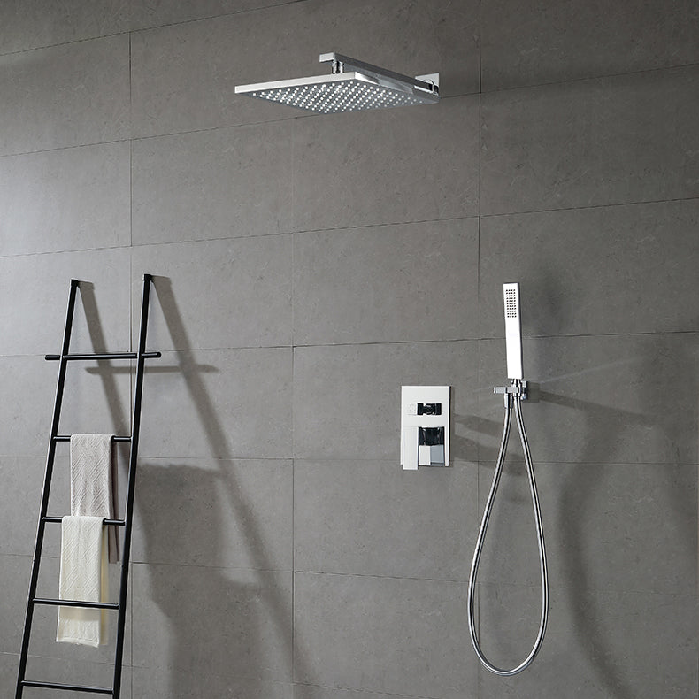 Modern Shower Faucet Brass Square Adjustable Shower Head Wall Mounted Shower Set Clearhalo 'Bathroom Remodel & Bathroom Fixtures' 'Home Improvement' 'home_improvement' 'home_improvement_shower_faucets' 'Shower Faucets & Systems' 'shower_faucets' 'Showers & Bathtubs Plumbing' 'Showers & Bathtubs' 6615751
