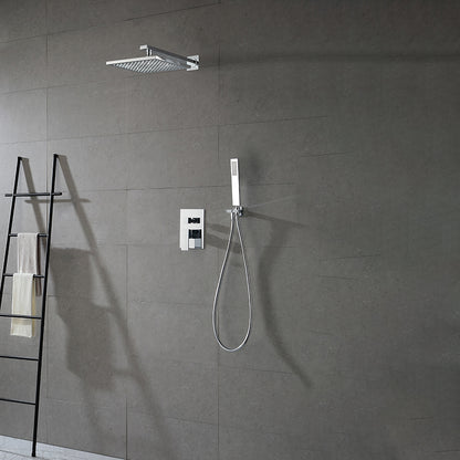 Modern Shower Faucet Brass Square Adjustable Shower Head Wall Mounted Shower Set Silver 10" 2 Clearhalo 'Bathroom Remodel & Bathroom Fixtures' 'Home Improvement' 'home_improvement' 'home_improvement_shower_faucets' 'Shower Faucets & Systems' 'shower_faucets' 'Showers & Bathtubs Plumbing' 'Showers & Bathtubs' 6615761