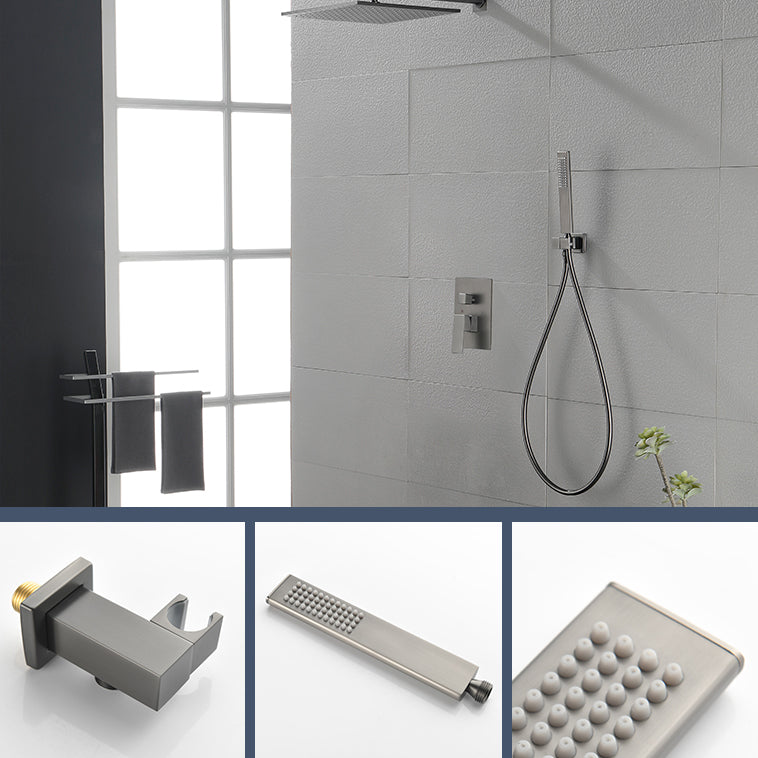 Modern Shower Faucet Brass Square Adjustable Shower Head Wall Mounted Shower Set Clearhalo 'Bathroom Remodel & Bathroom Fixtures' 'Home Improvement' 'home_improvement' 'home_improvement_shower_faucets' 'Shower Faucets & Systems' 'shower_faucets' 'Showers & Bathtubs Plumbing' 'Showers & Bathtubs' 6615765