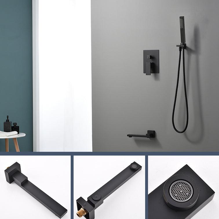 Modern Shower Faucet Brass Square Adjustable Shower Head Wall Mounted Shower Set Clearhalo 'Bathroom Remodel & Bathroom Fixtures' 'Home Improvement' 'home_improvement' 'home_improvement_shower_faucets' 'Shower Faucets & Systems' 'shower_faucets' 'Showers & Bathtubs Plumbing' 'Showers & Bathtubs' 6615767