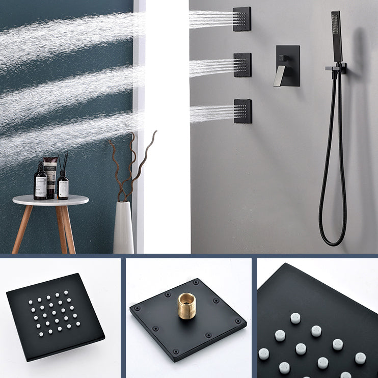 Modern Shower Faucet Brass Square Adjustable Shower Head Wall Mounted Shower Set Clearhalo 'Bathroom Remodel & Bathroom Fixtures' 'Home Improvement' 'home_improvement' 'home_improvement_shower_faucets' 'Shower Faucets & Systems' 'shower_faucets' 'Showers & Bathtubs Plumbing' 'Showers & Bathtubs' 6615769