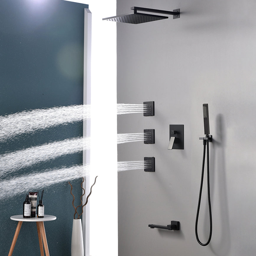 Modern Shower Faucet Brass Square Adjustable Shower Head Wall Mounted Shower Set Clearhalo 'Bathroom Remodel & Bathroom Fixtures' 'Home Improvement' 'home_improvement' 'home_improvement_shower_faucets' 'Shower Faucets & Systems' 'shower_faucets' 'Showers & Bathtubs Plumbing' 'Showers & Bathtubs' 6615771