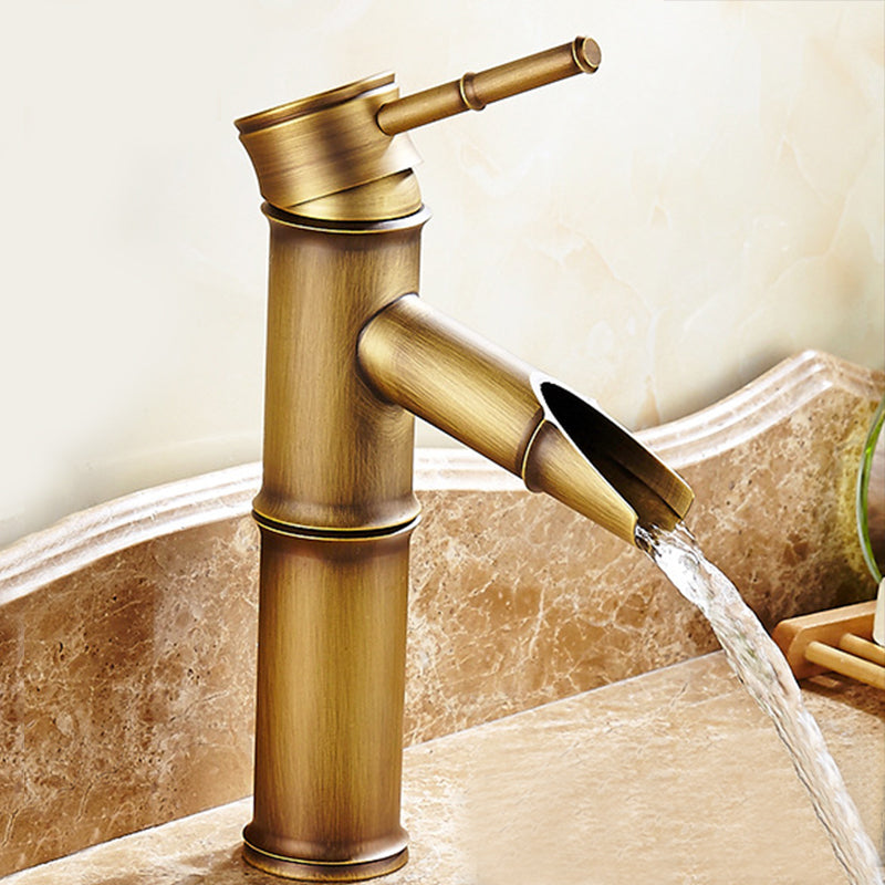 Country Style Faucet One Hole Vessel Sink Faucet with One Lever Handle 8.2" Waterfall Comes Out Clearhalo 'Bathroom Remodel & Bathroom Fixtures' 'Bathroom Sink Faucets' 'Bathroom Sinks & Faucet Components' 'bathroom_sink_faucets' 'Home Improvement' 'home_improvement' 'home_improvement_bathroom_sink_faucets' 6615885