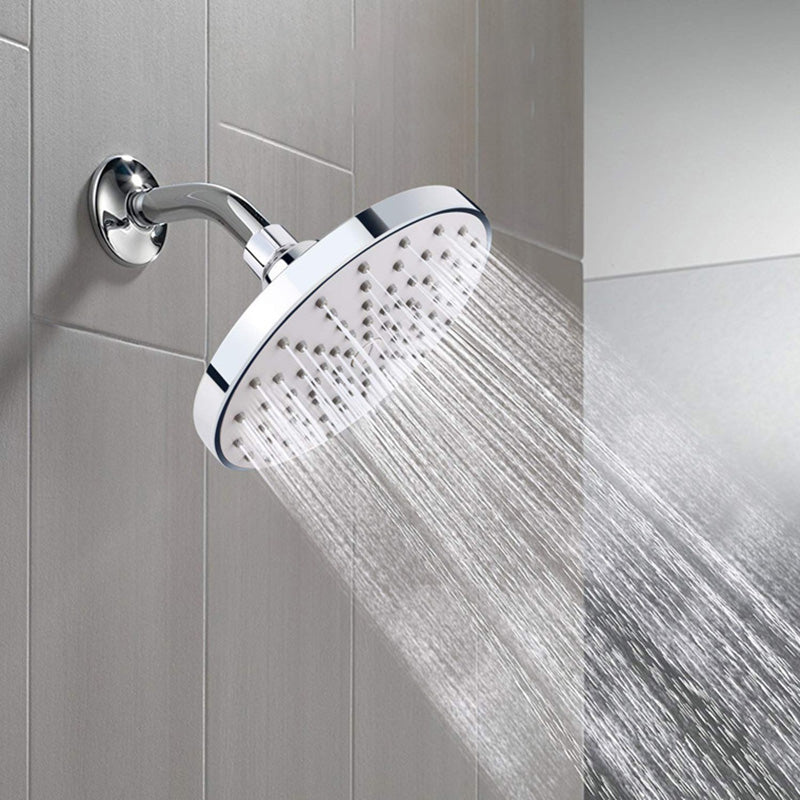 Round Fixed Shower Head Silver Single Spray Wall-Mount Shower Head Silver Clearhalo 'Bathroom Remodel & Bathroom Fixtures' 'Home Improvement' 'home_improvement' 'home_improvement_shower_heads' 'Shower Heads' 'shower_heads' 'Showers & Bathtubs Plumbing' 'Showers & Bathtubs' 6615898